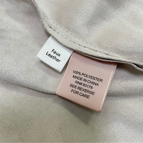 Philosophy neutral minimalist faux suede drapey zip moto jacket large collar NWT - Picture 12 of 14